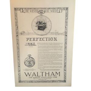 Vintage 1922 Waltham Watch Perfection Ad Advertisement